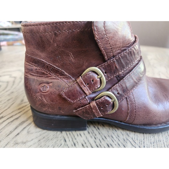 Born Boots Booties Womens Size 6.5 M Brown Leather Zip 2 Buckle Ankle Boots - Picture 10 of 10